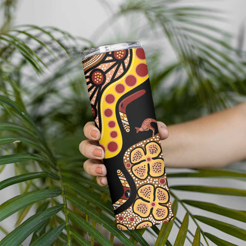 Kangaroo Australia Skinny Tumbler Aussie Aboriginal Dot Art