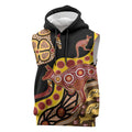 Kangaroo Australia Sleeveless Hoodie Aussie Aboriginal Dot Art