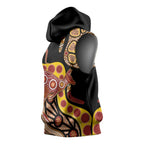 Kangaroo Australia Sleeveless Hoodie Aussie Aboriginal Dot Art