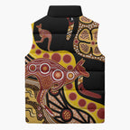Kangaroo Australia Sleeveless Puffer Jacket Aussie Aboriginal Dot Art