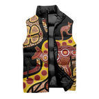 Kangaroo Australia Sleeveless Puffer Jacket Aussie Aboriginal Dot Art