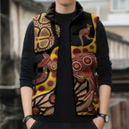Kangaroo Australia Sleeveless Puffer Jacket Aussie Aboriginal Dot Art