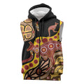 Kangaroo Australia Sleeveless Zip Hoodie Aussie Aboriginal Dot Art