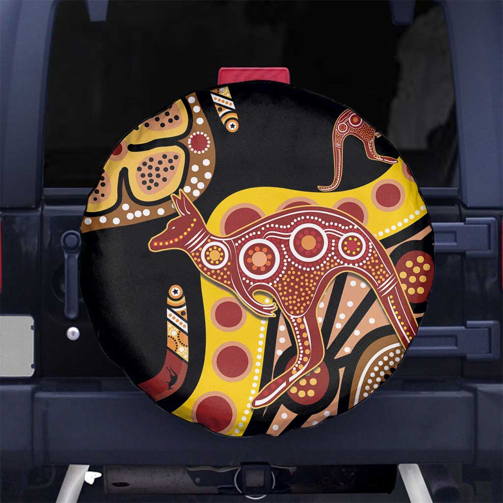 Kangaroo Australia Spare Tire Cover Aussie Aboriginal Dot Art