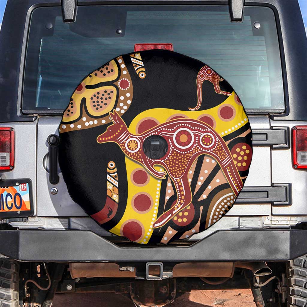 Kangaroo Australia Spare Tire Cover Aussie Aboriginal Dot Art