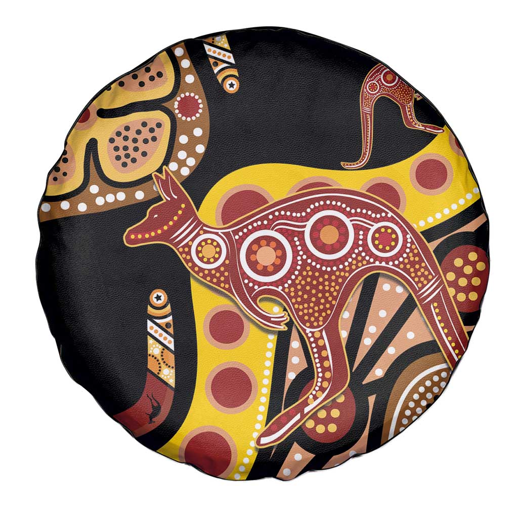 Kangaroo Australia Spare Tire Cover Aussie Aboriginal Dot Art