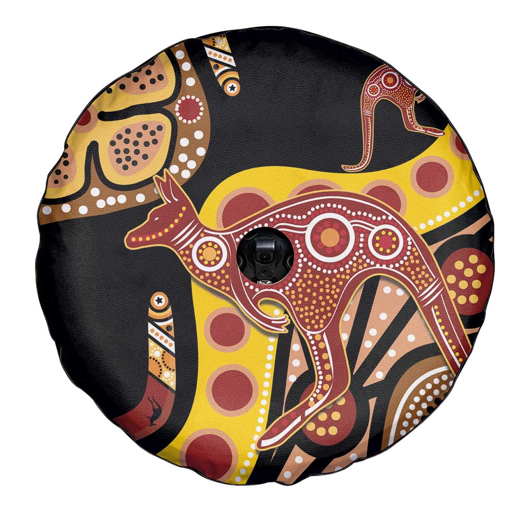 Kangaroo Australia Spare Tire Cover Aussie Aboriginal Dot Art