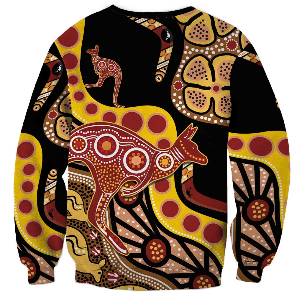 Kangaroo Australia Sweatshirt Aussie Aboriginal Dot Art