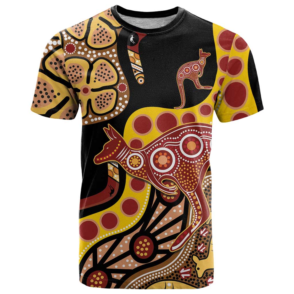 Kangaroo Australia T Shirt Aussie Aboriginal Dot Art