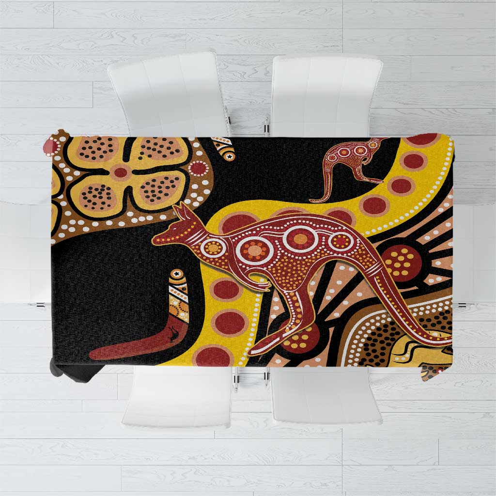 Kangaroo Australia Tablecloth Aussie Aboriginal Dot Art