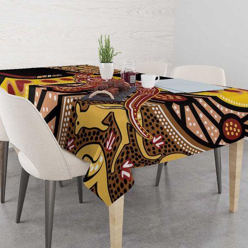 Kangaroo Australia Tablecloth Aussie Aboriginal Dot Art