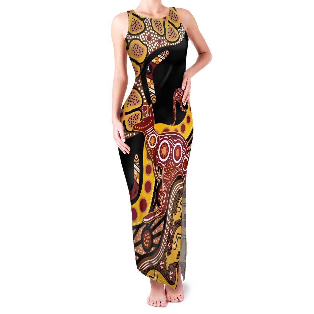 Kangaroo Australia Tank Maxi Dress Aussie Aboriginal Dot Art