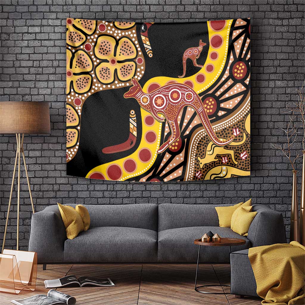 Kangaroo Australia Tapestry Aussie Aboriginal Dot Art