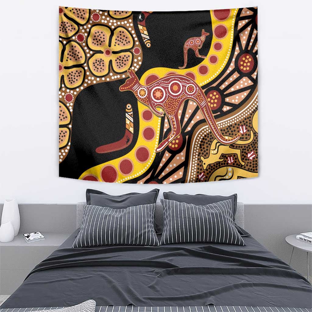 Kangaroo Australia Tapestry Aussie Aboriginal Dot Art