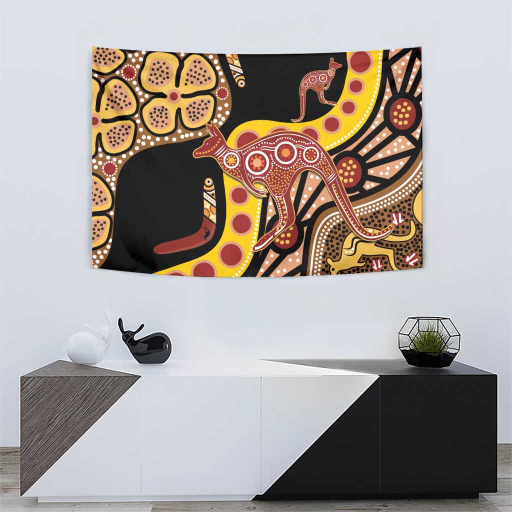 Kangaroo Australia Tapestry Aussie Aboriginal Dot Art