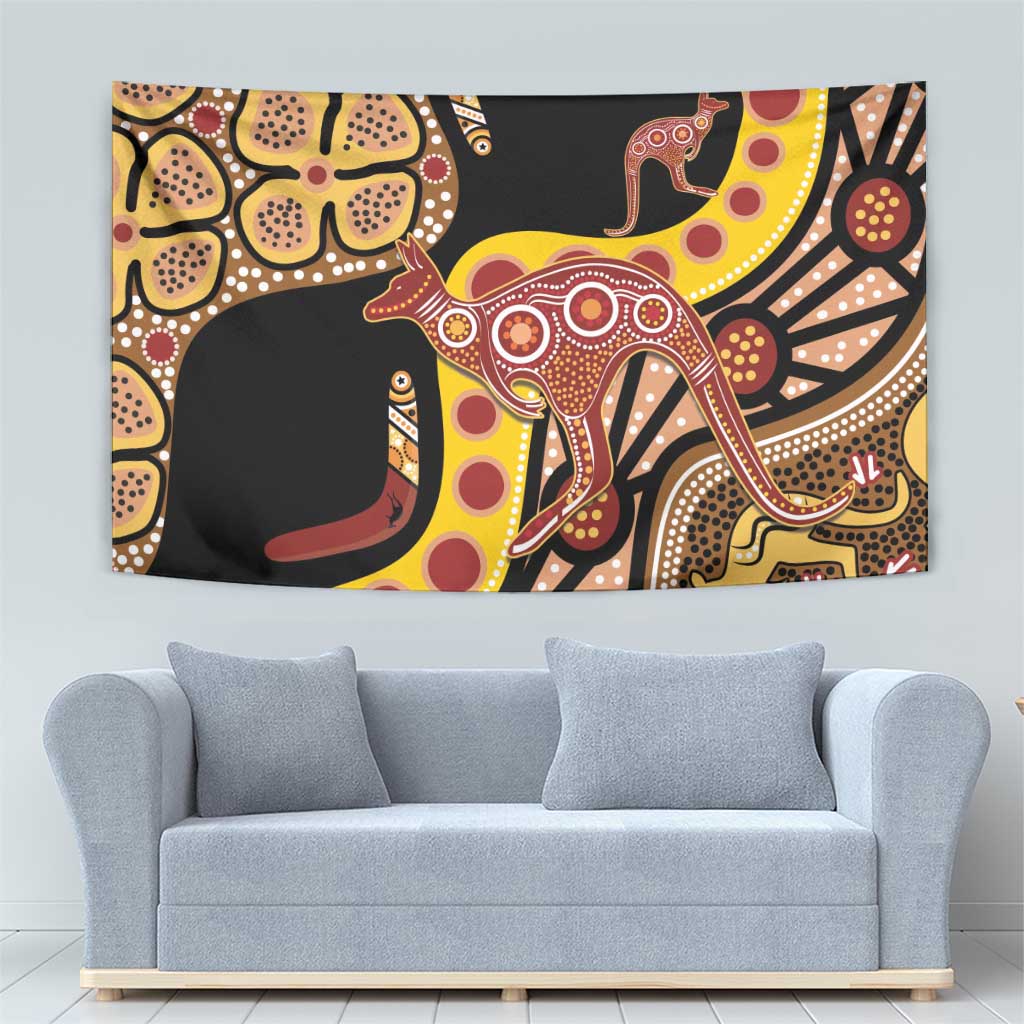 Kangaroo Australia Tapestry Aussie Aboriginal Dot Art