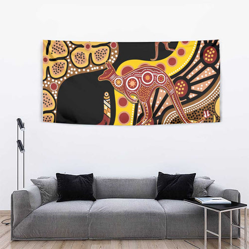 Kangaroo Australia Tapestry Aussie Aboriginal Dot Art