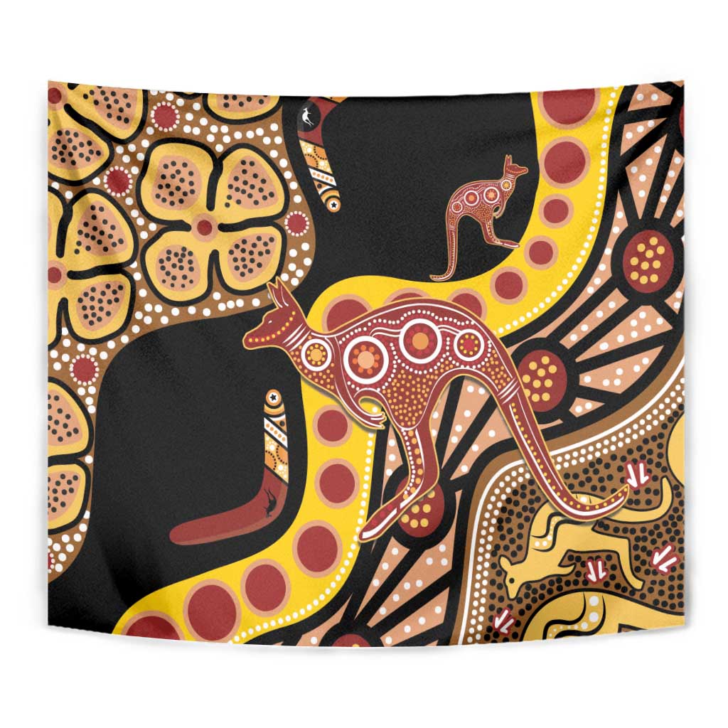 Kangaroo Australia Tapestry Aussie Aboriginal Dot Art