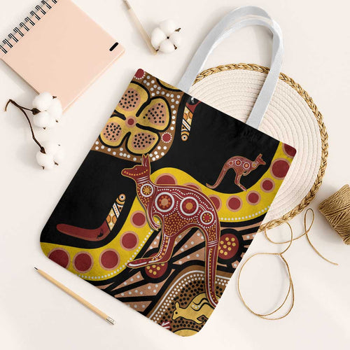 Kangaroo Australia Tote Bag Aussie Aboriginal Dot Art