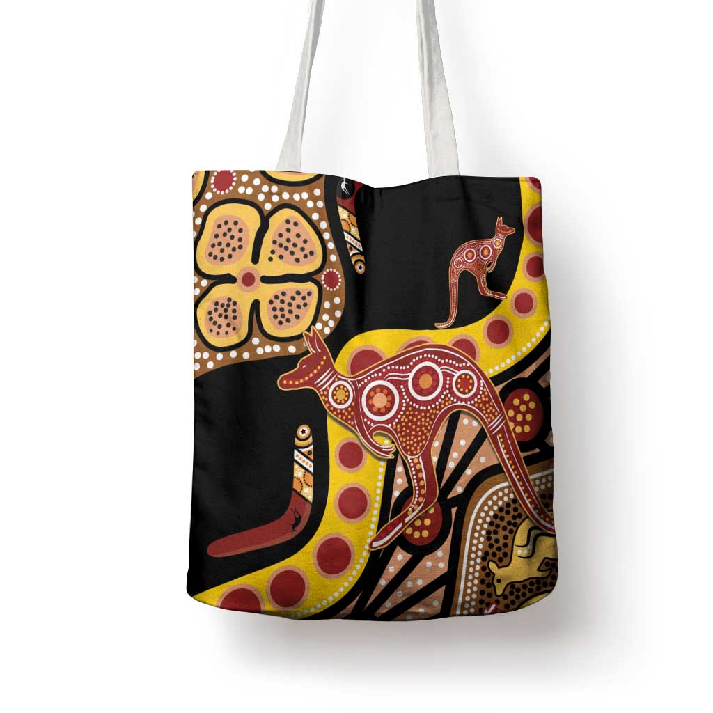 Kangaroo Australia Tote Bag Aussie Aboriginal Dot Art
