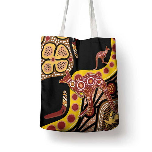 Kangaroo Australia Tote Bag Aussie Aboriginal Dot Art