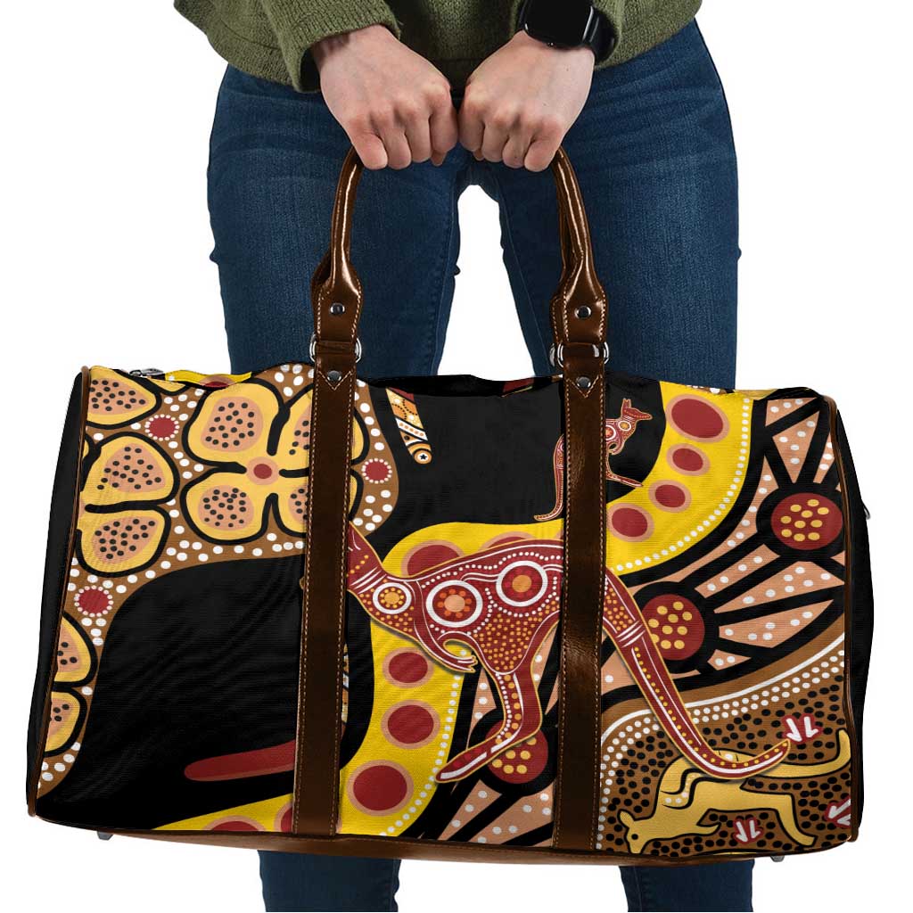 Kangaroo Australia Travel Bag Aussie Aboriginal Dot Art