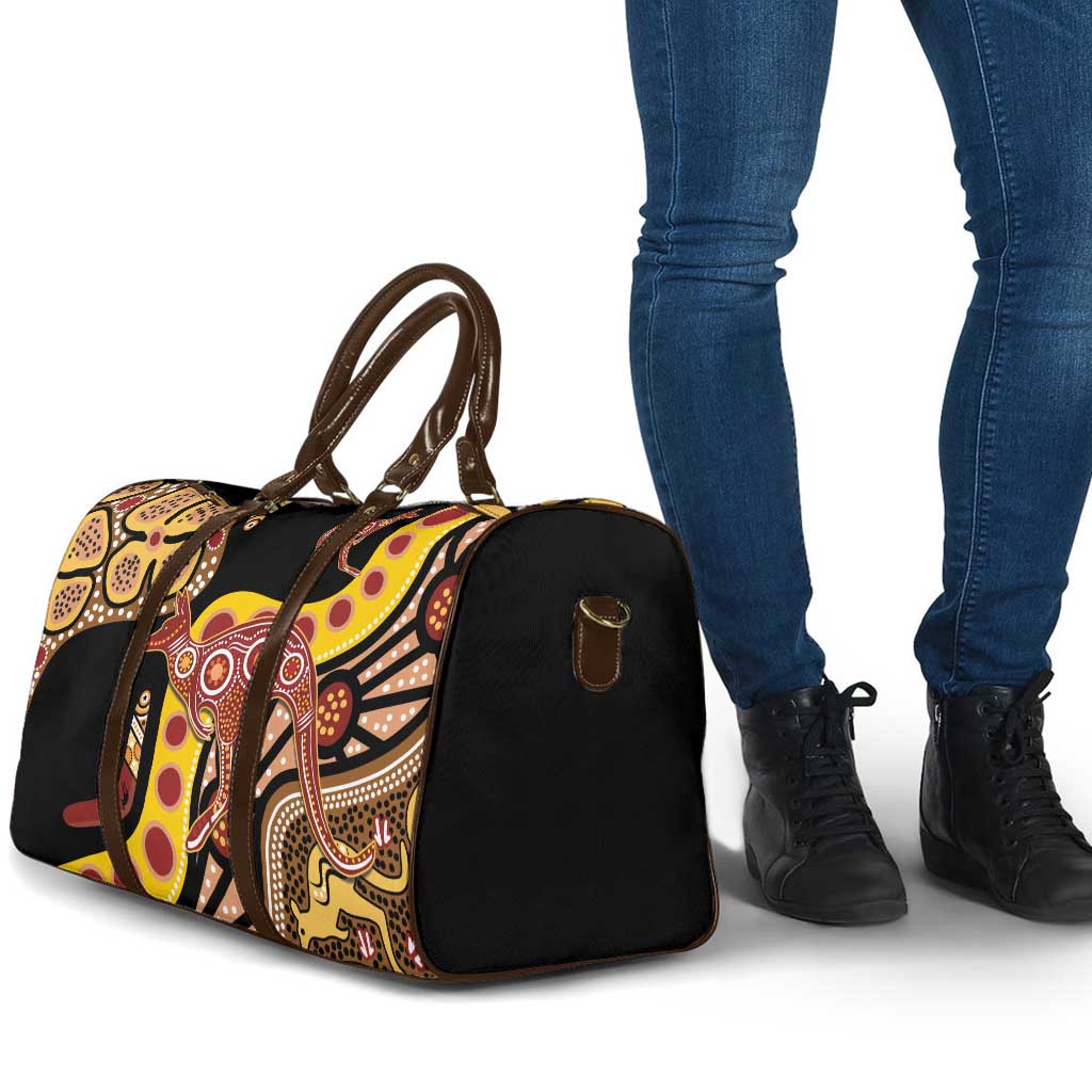 Kangaroo Australia Travel Bag Aussie Aboriginal Dot Art