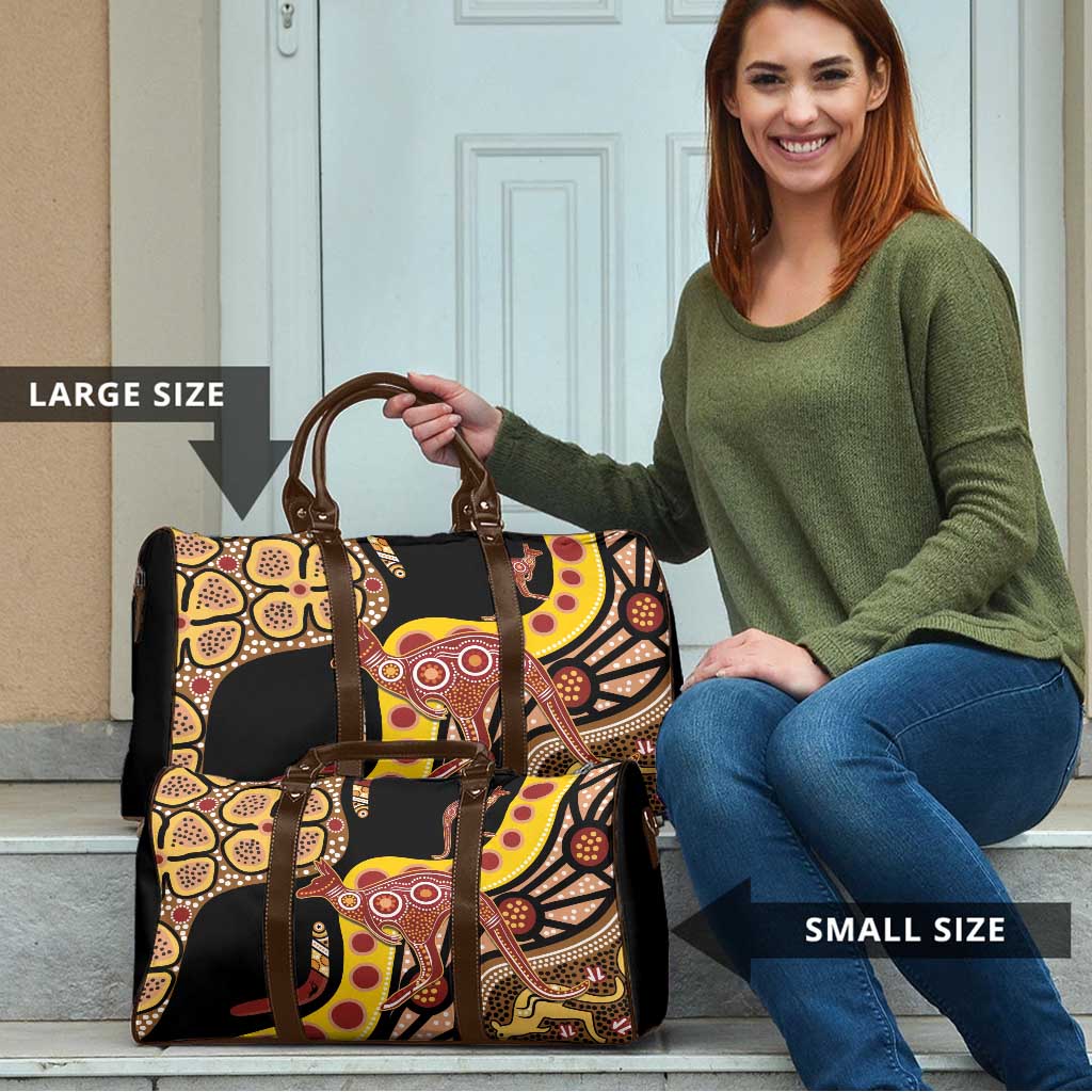 Kangaroo Australia Travel Bag Aussie Aboriginal Dot Art