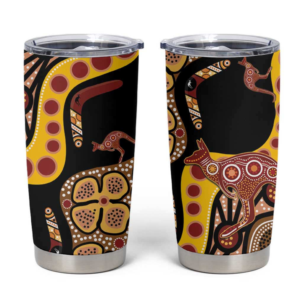 Kangaroo Australia Tumbler Cup Aussie Aboriginal Dot Art