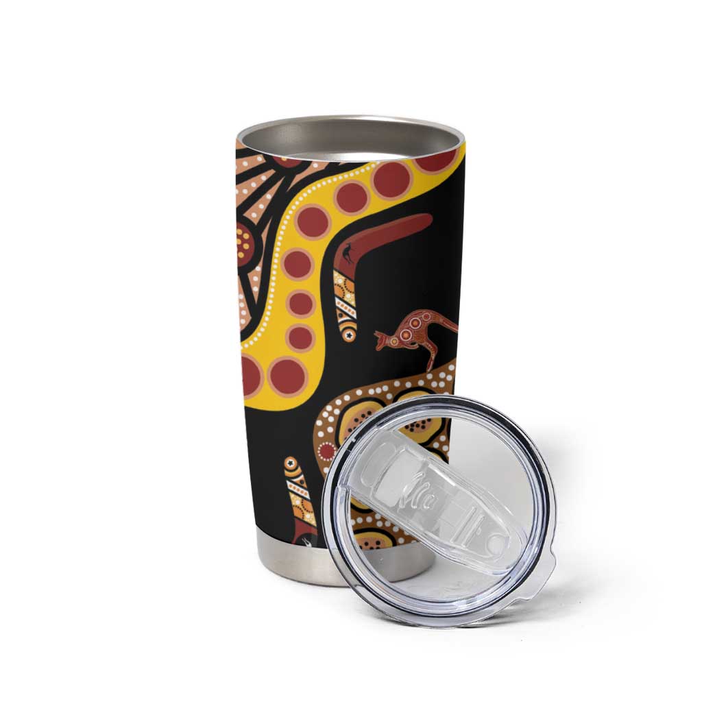 Kangaroo Australia Tumbler Cup Aussie Aboriginal Dot Art