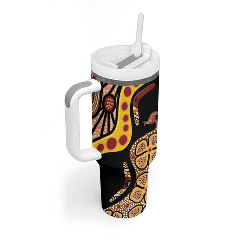 Kangaroo Australia Tumbler With Handle Aussie Aboriginal Dot Art