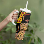 Kangaroo Australia Tumbler With Handle Aussie Aboriginal Dot Art