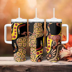 Kangaroo Australia Tumbler With Handle Aussie Aboriginal Dot Art