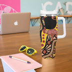 Kangaroo Australia Tumbler With Handle Aussie Aboriginal Dot Art