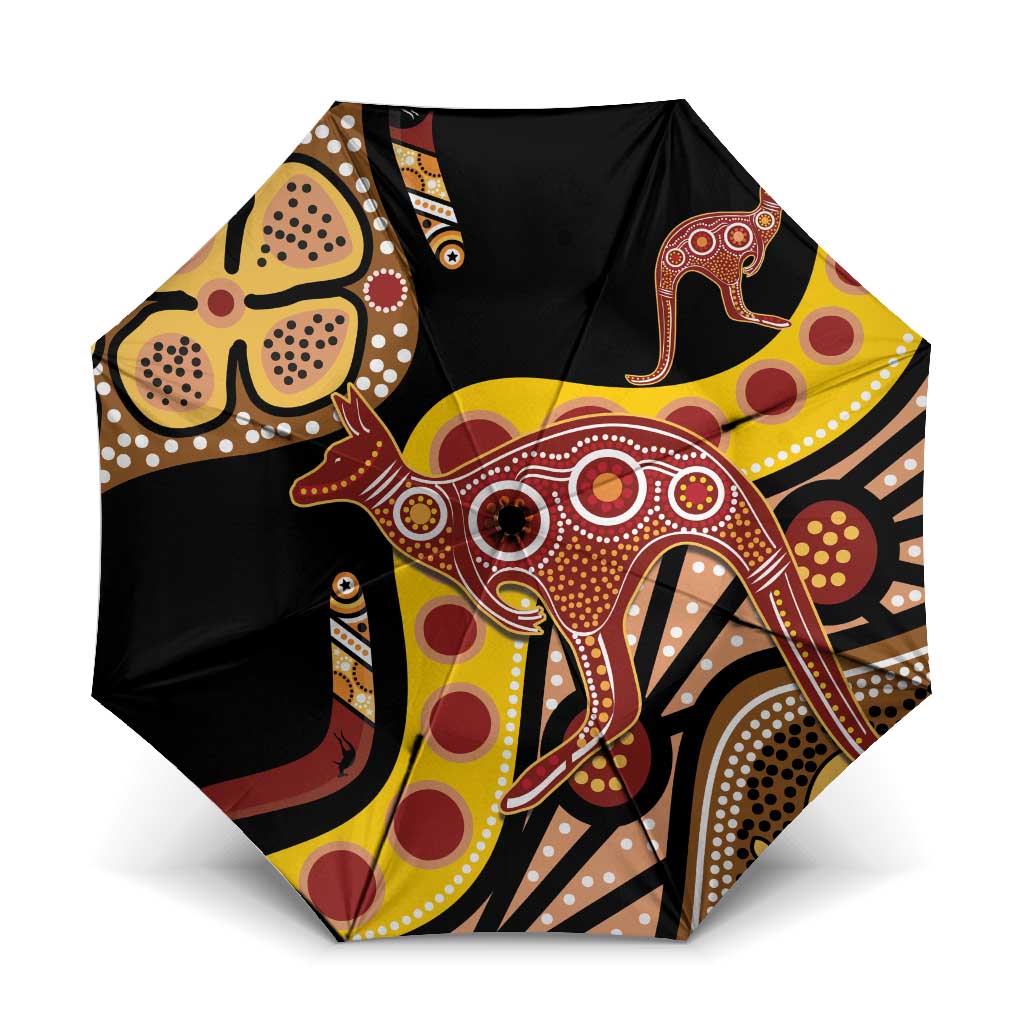 Kangaroo Australia Umbrella Aussie Aboriginal Dot Art