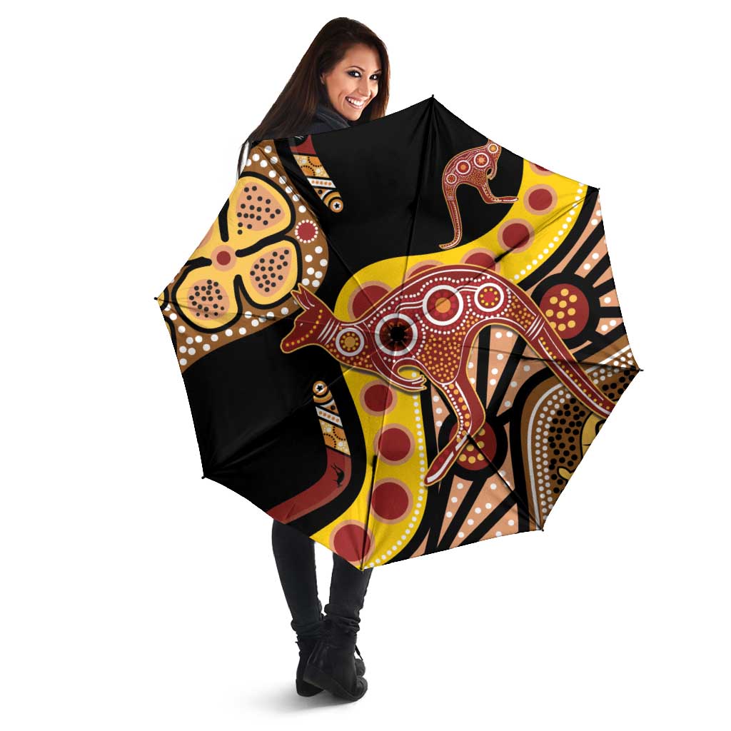 Kangaroo Australia Umbrella Aussie Aboriginal Dot Art