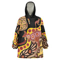 Kangaroo Australia Wearable Blanket Hoodie Aussie Aboriginal Dot Art