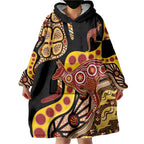 Kangaroo Australia Wearable Blanket Hoodie Aussie Aboriginal Dot Art