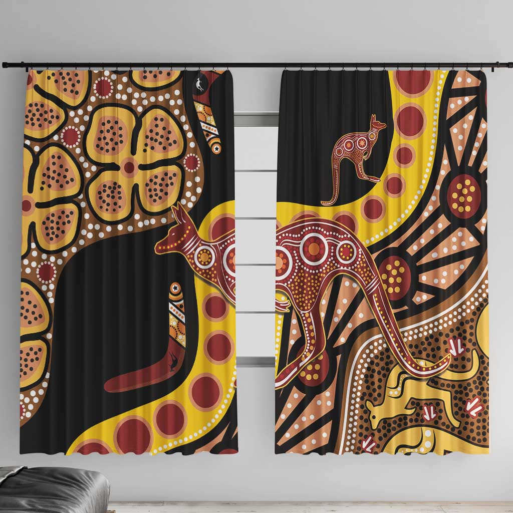 Kangaroo Australia Window Curtain Aussie Aboriginal Dot Art