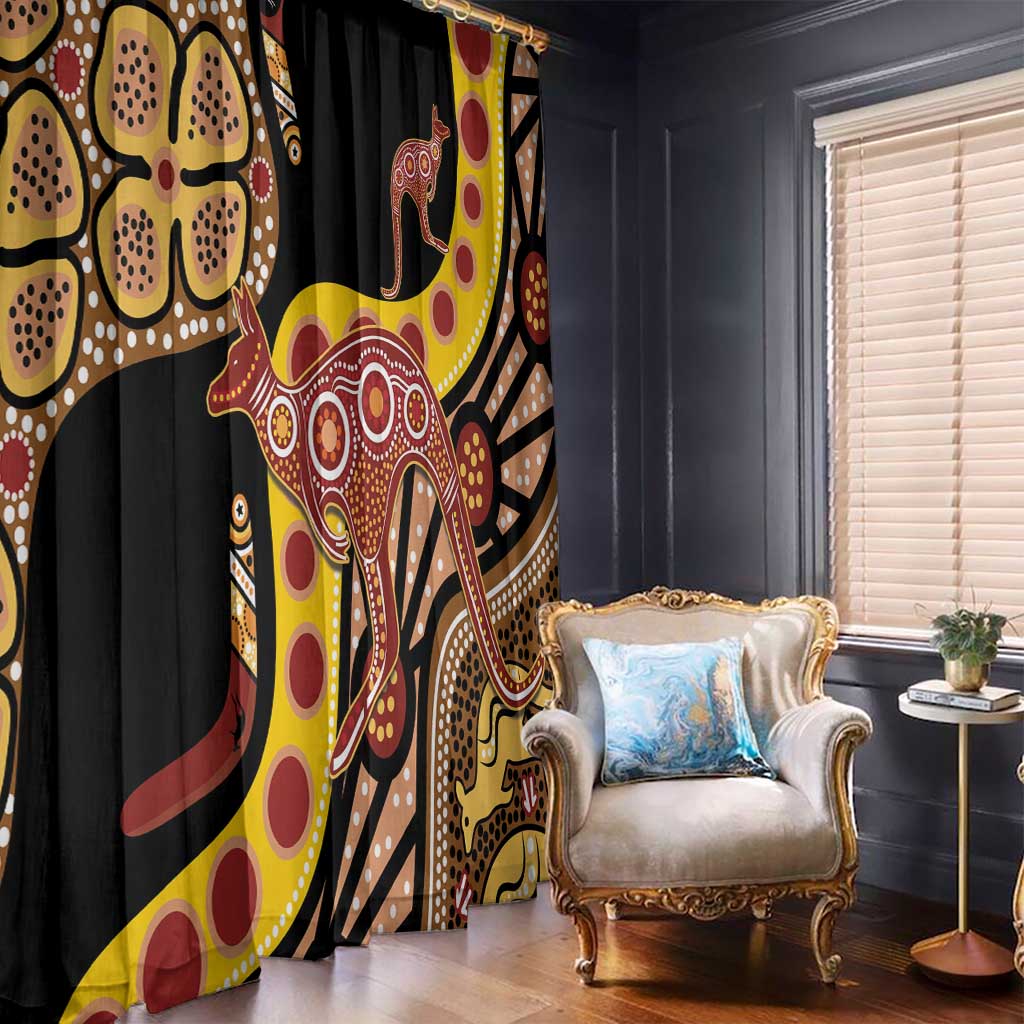 Kangaroo Australia Window Curtain Aussie Aboriginal Dot Art