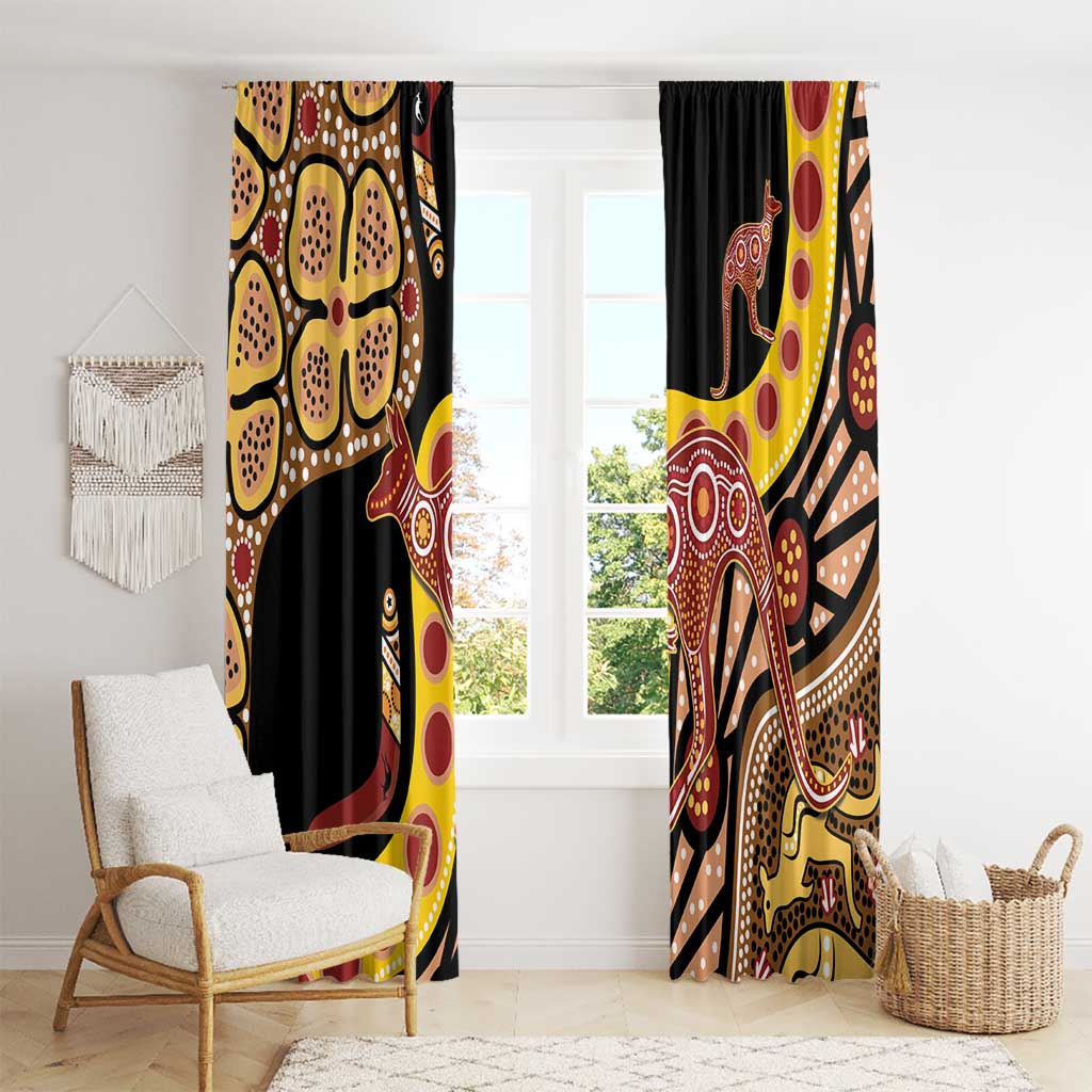 Kangaroo Australia Window Curtain Aussie Aboriginal Dot Art