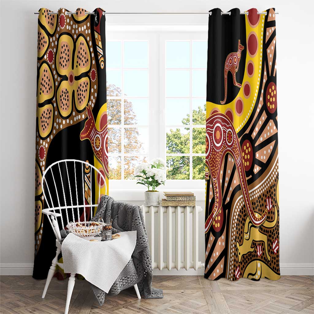 Kangaroo Australia Window Curtain Aussie Aboriginal Dot Art