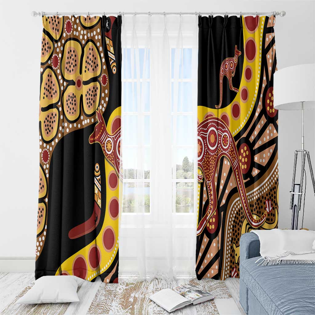 Kangaroo Australia Window Curtain Aussie Aboriginal Dot Art