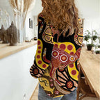 Kangaroo Australia Women Casual Shirt Aussie Aboriginal Dot Art