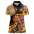 Kangaroo Australia Women Polo Shirt Aussie Aboriginal Dot Art
