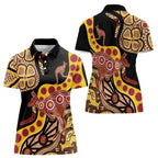 Kangaroo Australia Women Polo Shirt Aussie Aboriginal Dot Art