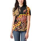 Kangaroo Australia Women Polo Shirt Aussie Aboriginal Dot Art