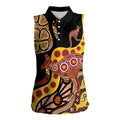 Kangaroo Australia Women Sleeveless Polo Shirt Aussie Aboriginal Dot Art
