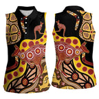 Kangaroo Australia Women Sleeveless Polo Shirt Aussie Aboriginal Dot Art