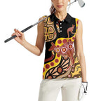 Kangaroo Australia Women Sleeveless Polo Shirt Aussie Aboriginal Dot Art